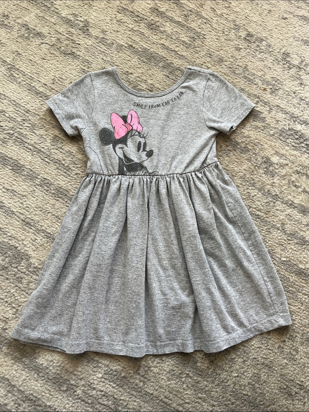 Disney Gray Knit Minnie Mouse Dress with Pink Bow